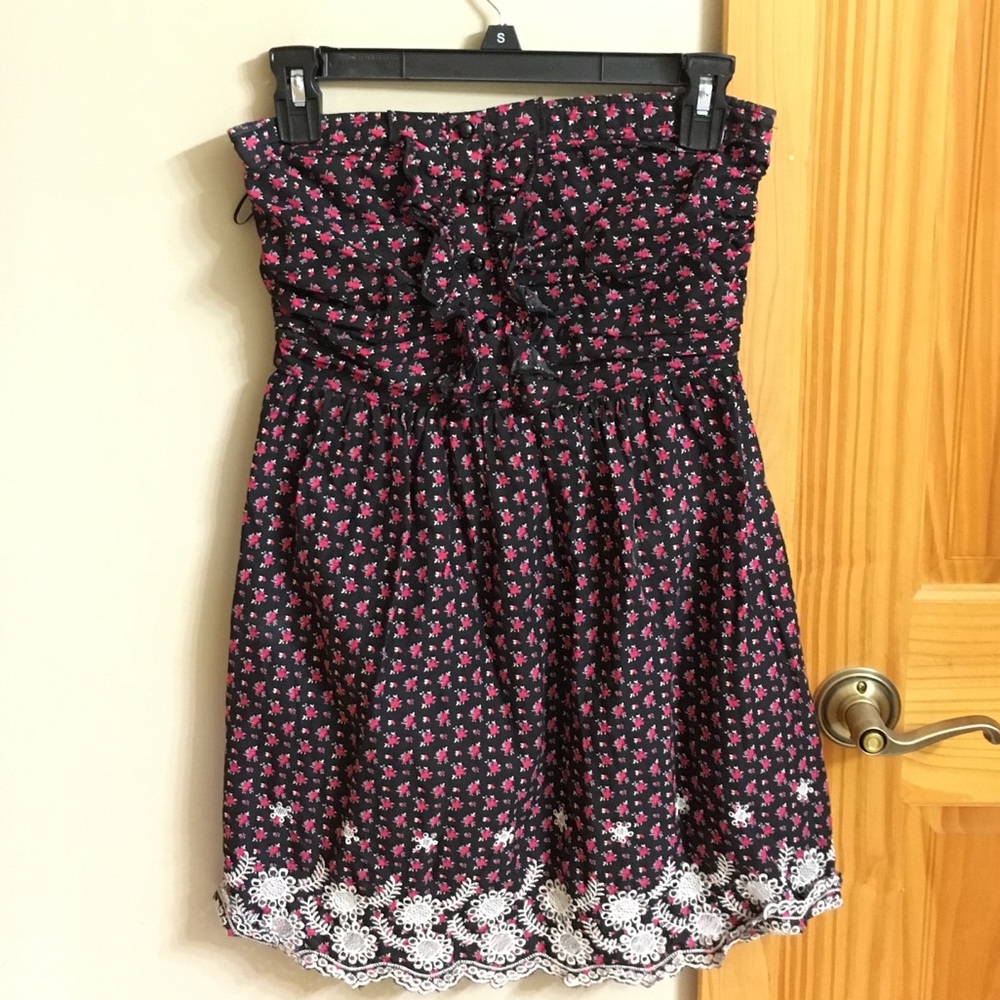 Papaya Floral Strapless Dress
